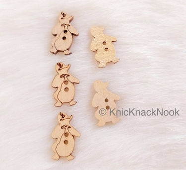 Wood Penguin Buttons